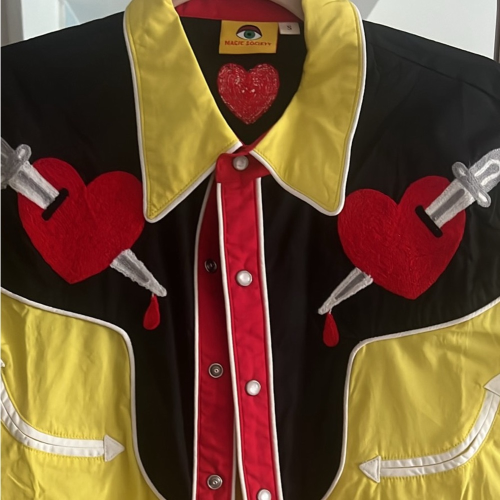 Discontinued magic society “bleeding heart” western shirt